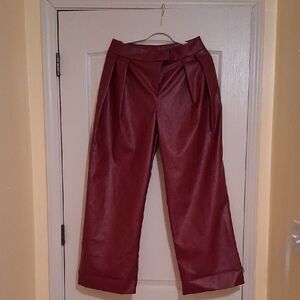 Stylish Red Faux Leather Pants